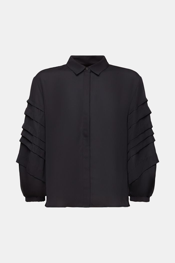 Laskostettu paitapusero, BLACK, detail image number 6