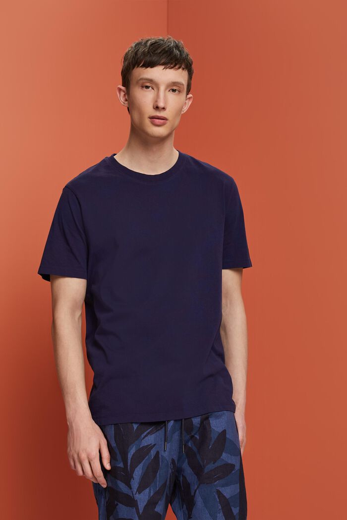 T-paita 100 % puuvillaa, pyöreä pääntie, DARK BLUE, detail image number 0