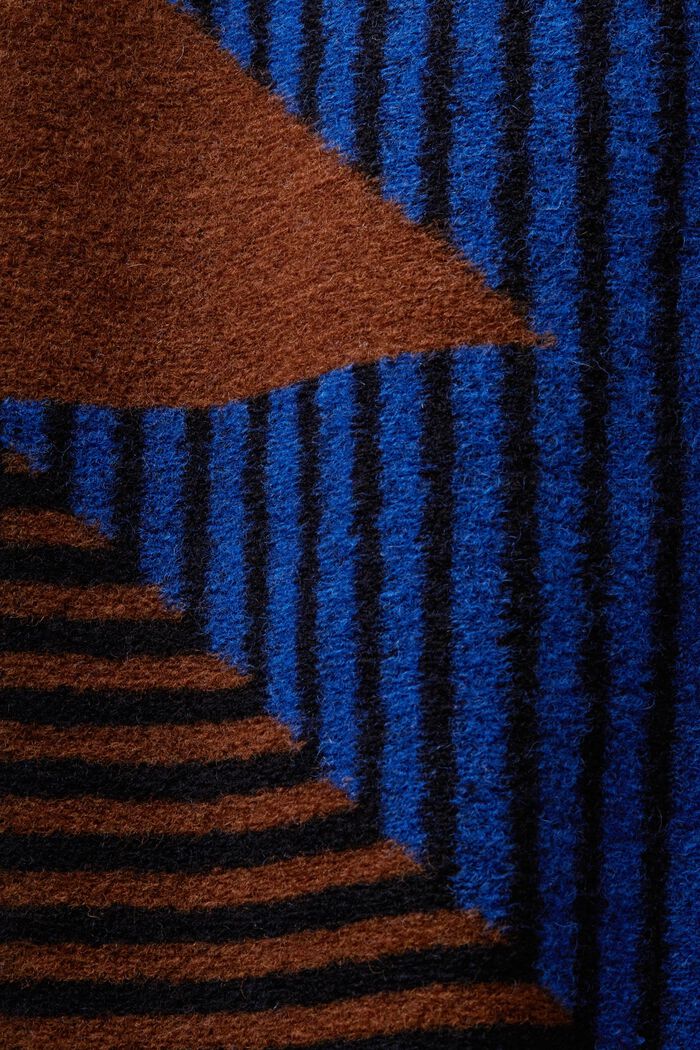 Painokuvioitu villasekoitetakki, BRIGHT BLUE, detail image number 6
