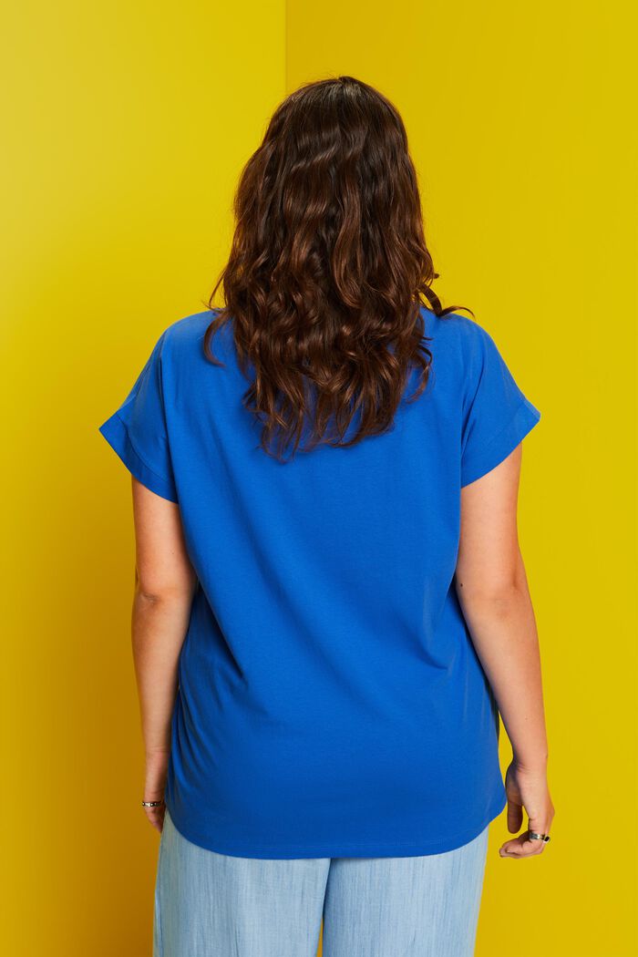 CURVY – T-paita, jossa painatus edessä, 100 % puuvillaa, BRIGHT BLUE, detail image number 3
