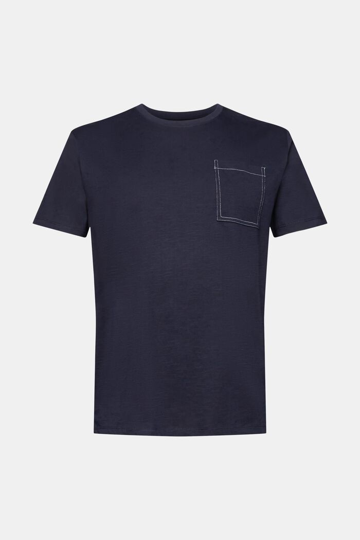Puuvillainen t-paita rintataskulla, NAVY, detail image number 6