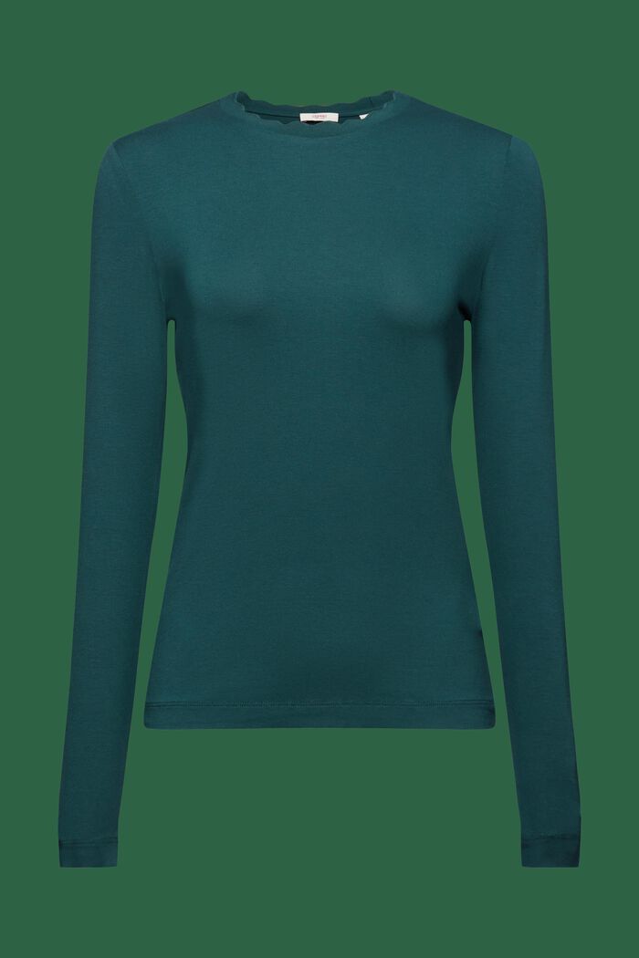 Aaltoreunainen, pitkähihainen paita, EMERALD GREEN, detail image number 6