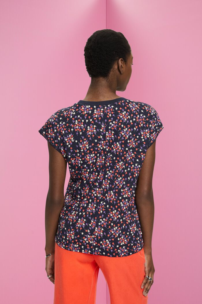 Hihaton, kokonaan kukkakuvioitu T-paita, NAVY, detail image number 3