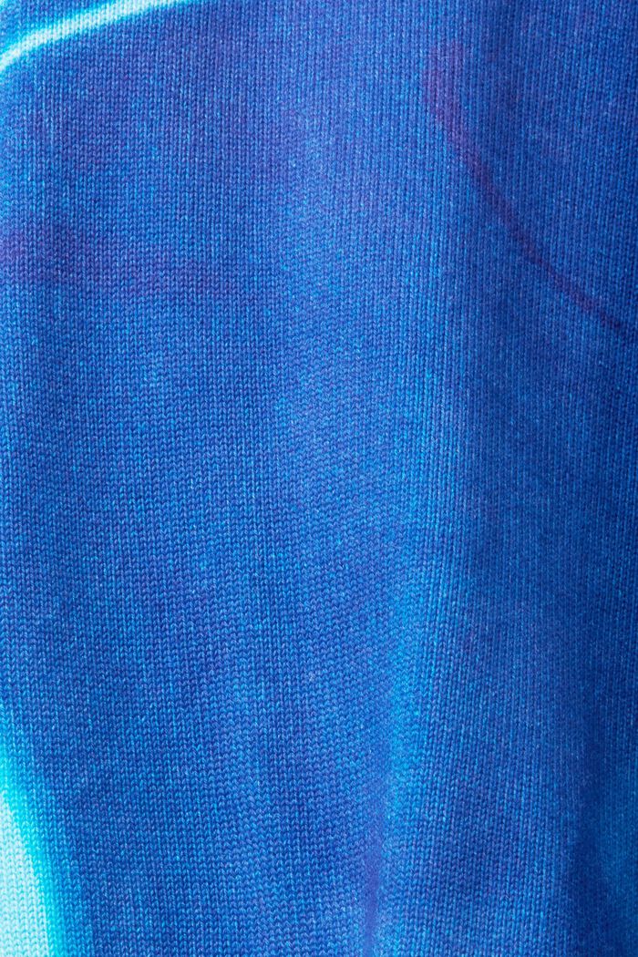 Kauttaaltaan kuvioitu, kudottu puuvillaneulepusero, BLUE, detail image number 5