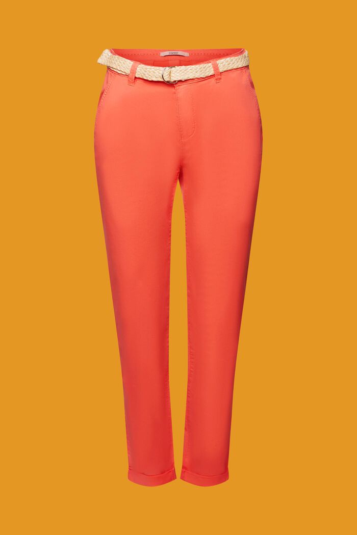 Ohuet stretch-chinot plus vyö, CORAL ORANGE, detail image number 5