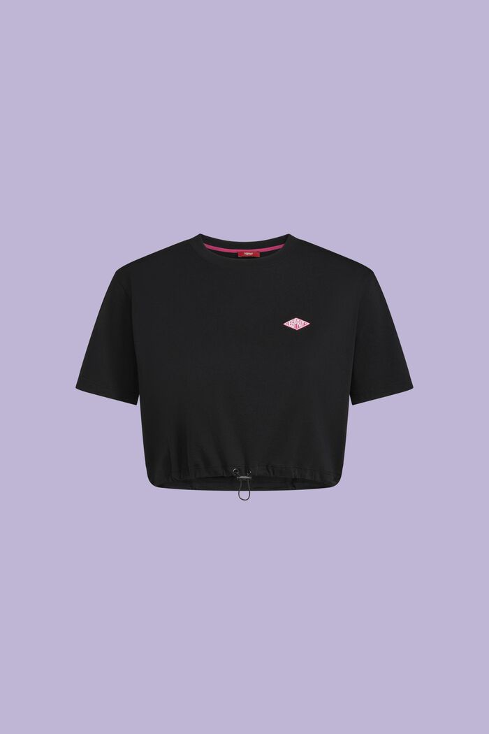 Vajaapituinen, logollinen T-paita puuvilla-jerseytä, BLACK, detail image number 5
