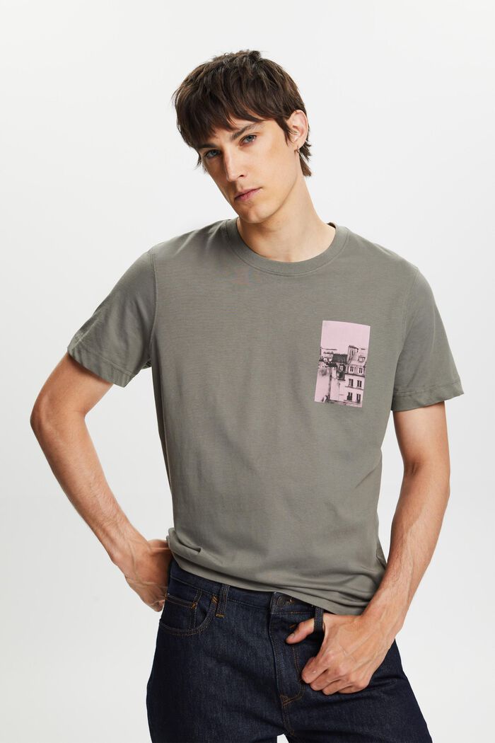 T-paita, jonka etu- ja selkäpuolella painatus, GUNMETAL, detail image number 0