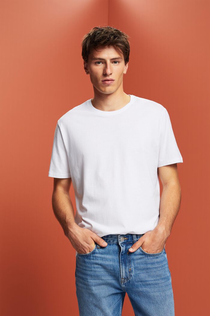 Jersey-t-paita 100 % puuvillaa, selässä painatus, WHITE, detail image number 0