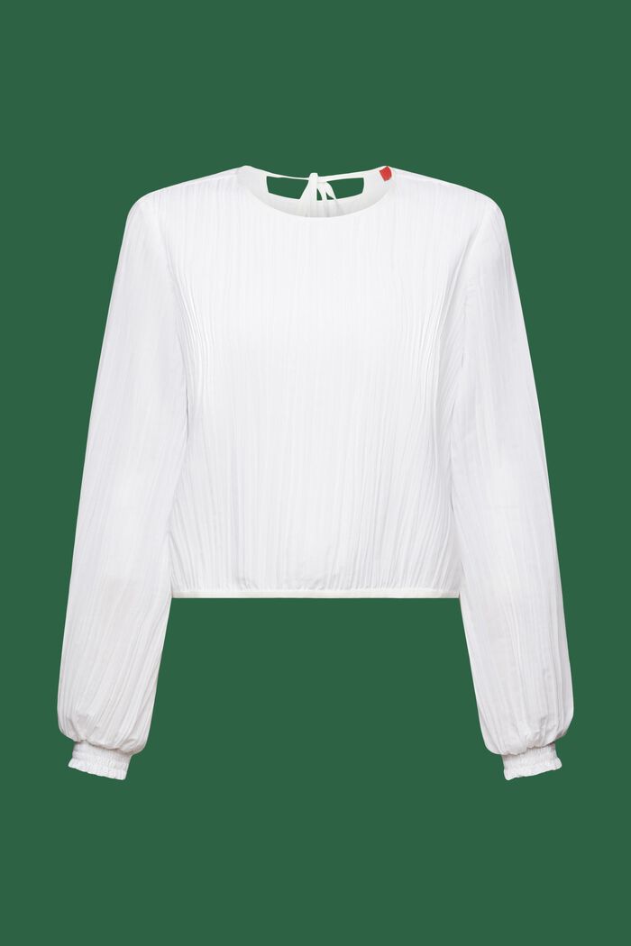 Pitkähihainen, pliseerattu paita, WHITE, detail image number 6