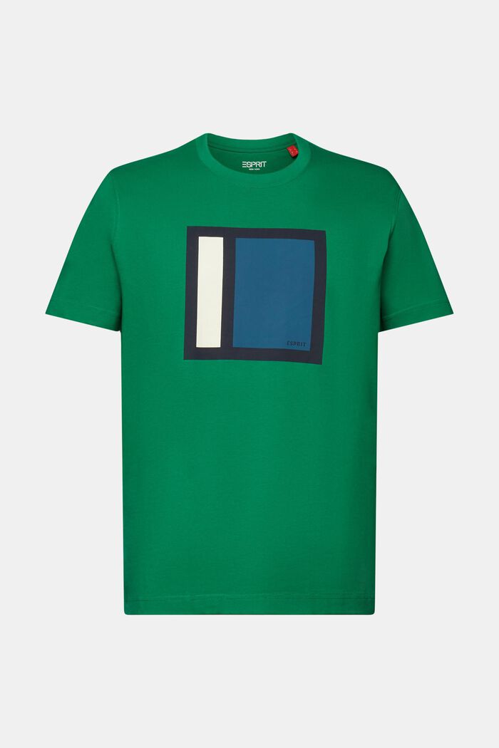 Graafinen t-paita puuvillajerseytä, DARK GREEN, detail image number 6