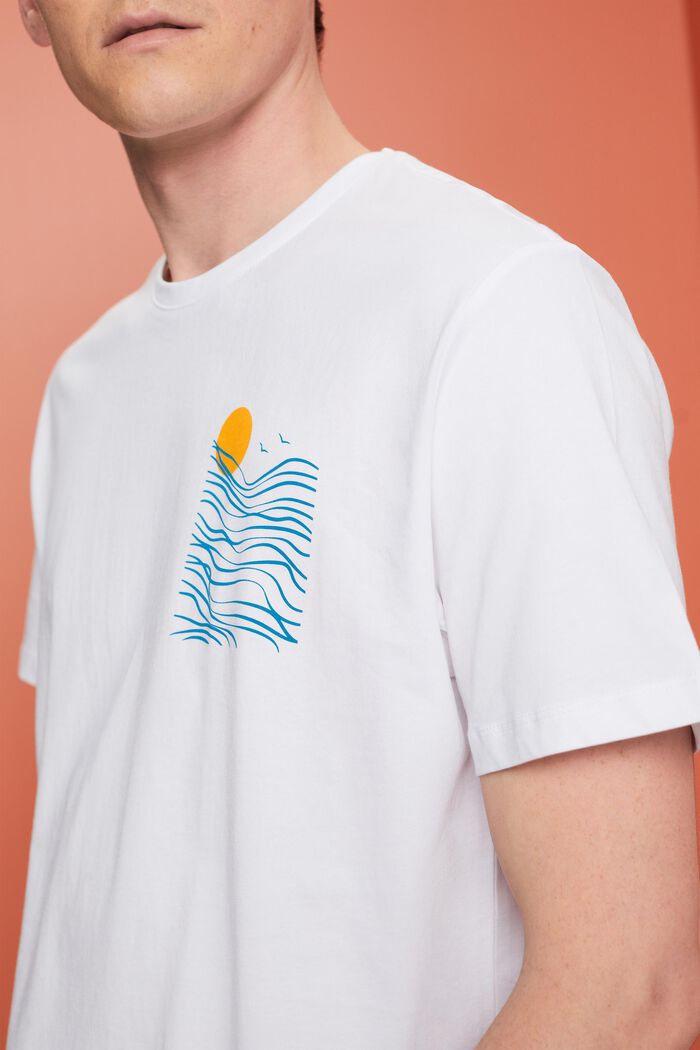 Jersey-t-paita 100 % puuvillaa, rinnan kohdalla painatus, WHITE, detail image number 2