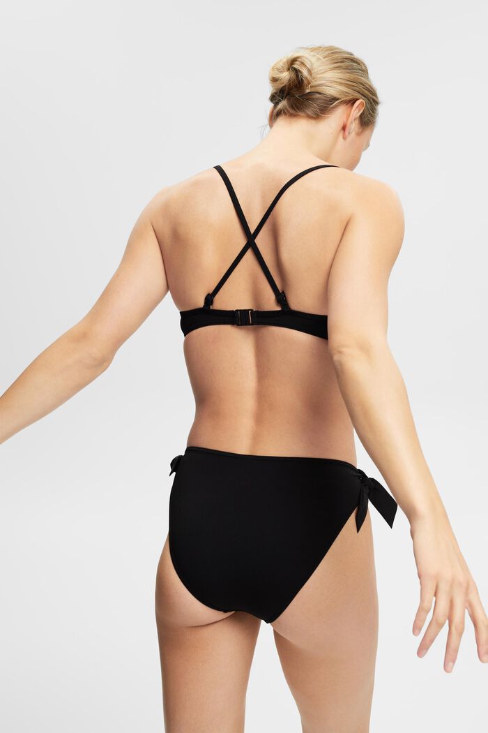 Kohopintaiset bikinihousut solmimisnauhoilla, BLACK, detail image number 2