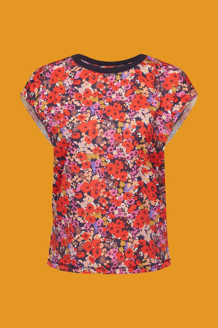 Hihaton, kokonaan kukkakuvioitu T-paita, NAVY COLORWAY, detail image number 6