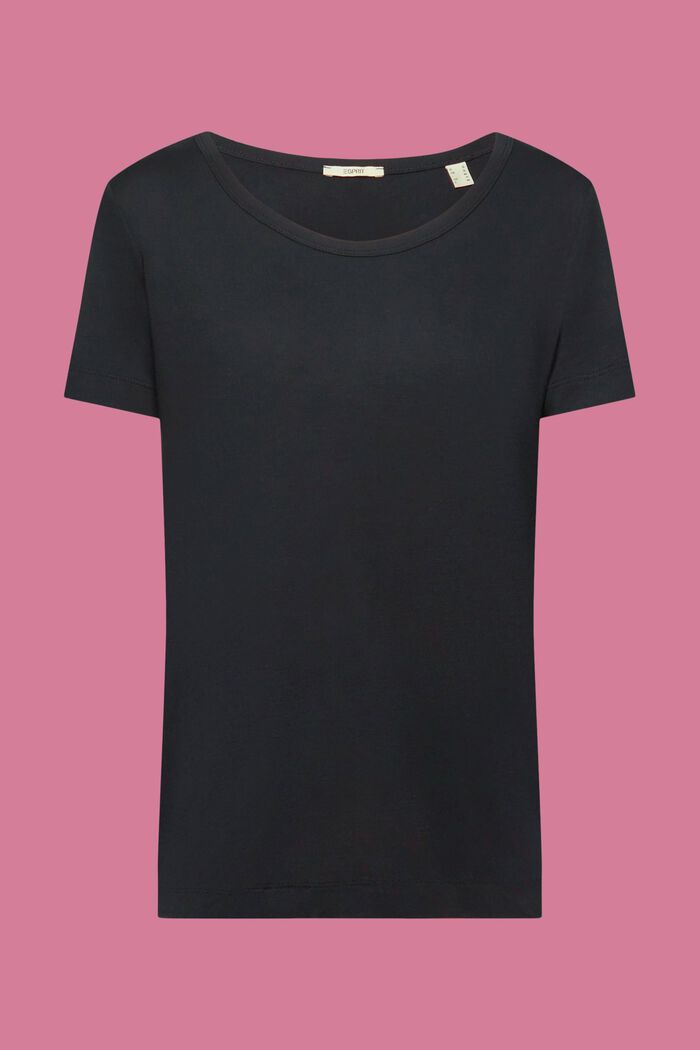 Viskoosi-t-paita, jossa on avara, pyöreä pääntie, BLACK, detail image number 6