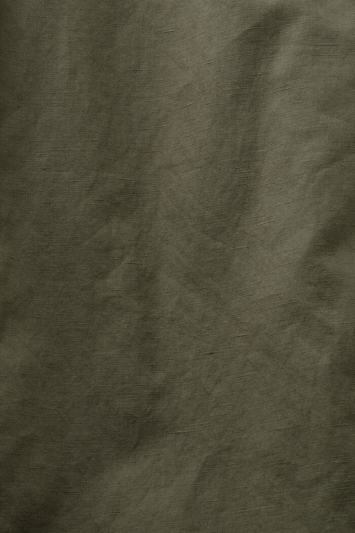 Vajaapituiset culotte-housut puuvilla-pellavaa, DARK KHAKI, detail image number 6