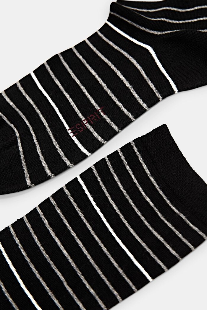 Raidalliset sukat tuplapakkauksessa, luomupuuvillaa, BLACK, detail image number 1