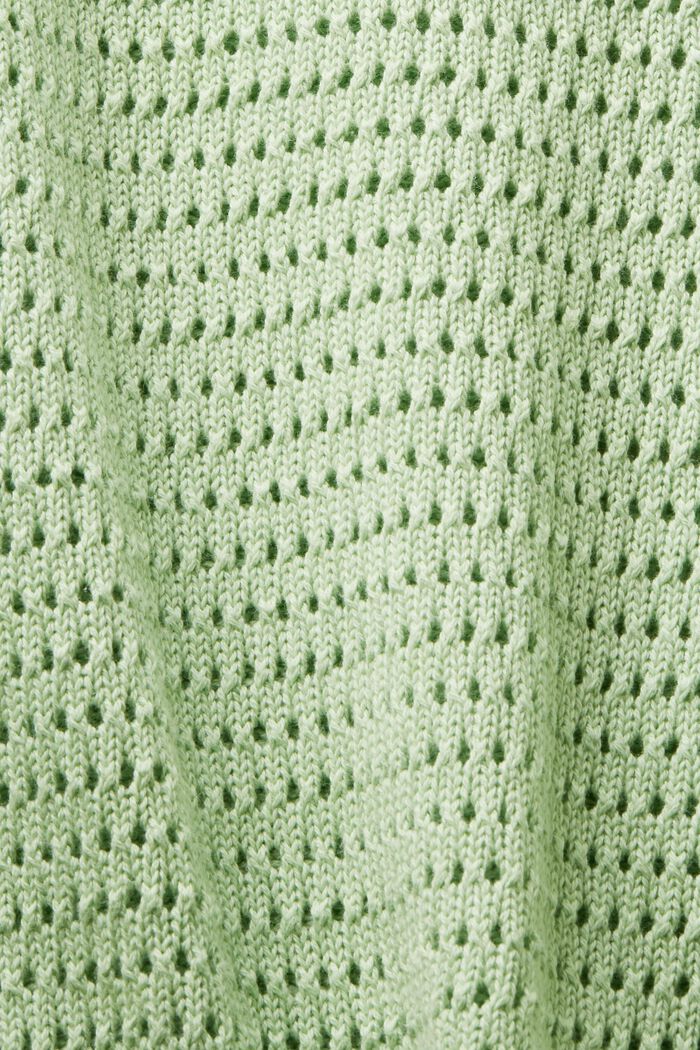 Verkkokankainen, lyhythihainen neulepusero, LIGHT GREEN, detail image number 5