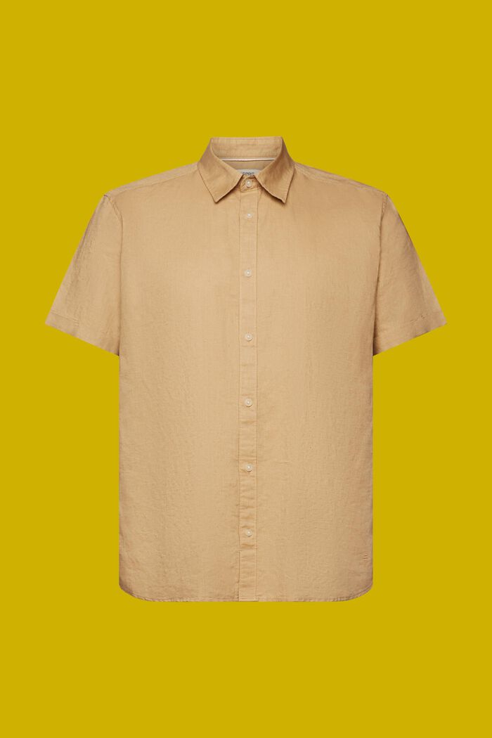 Lyhythihainen paita pellavaa ja puuvillaa, BEIGE, detail image number 6