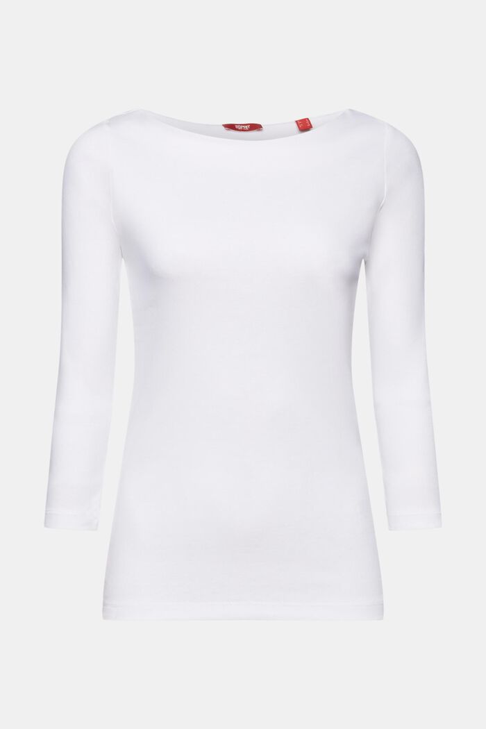 Pitkähihainen paita, jossa venepääntie, WHITE, detail image number 6