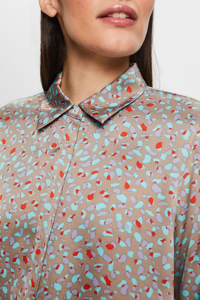 Painokuvioitu paitapusero satiinia, LIGHT TAUPE, detail image number 2