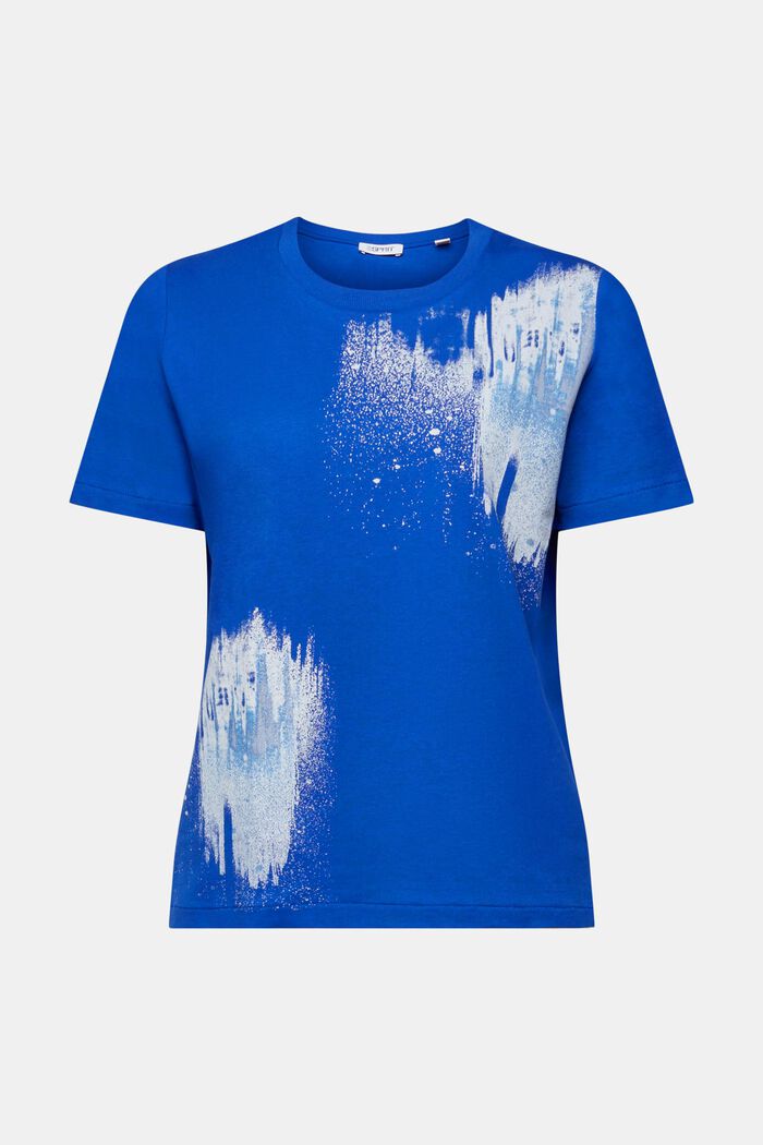 Graafisesti kuvioitu t-paita puuvillaa, BRIGHT BLUE, detail image number 6
