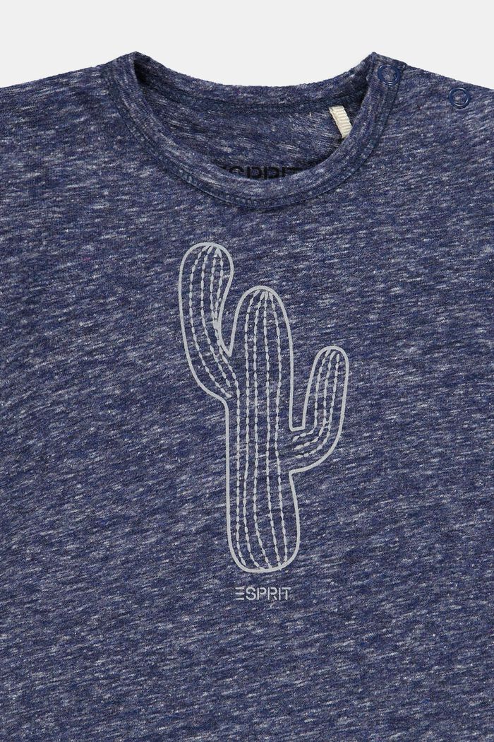 Meleerattu T-paita, jossa kaktuspainatus, PETROL BLUE, detail image number 2