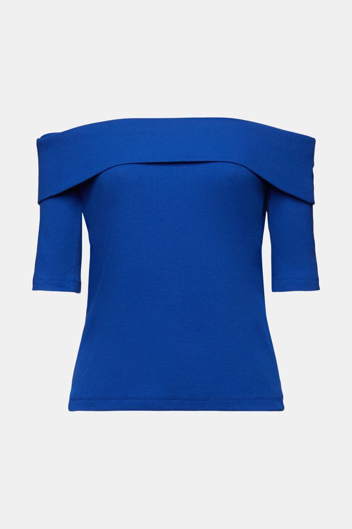 Olkapään paljastava ribbi-T-paita, BRIGHT BLUE, detail image number 5