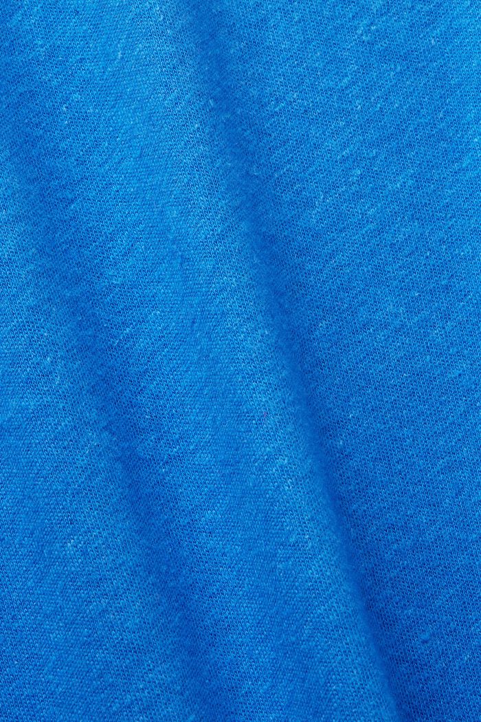T-paita puuvillan ja pellavan sekoitetta, BRIGHT BLUE, detail image number 4