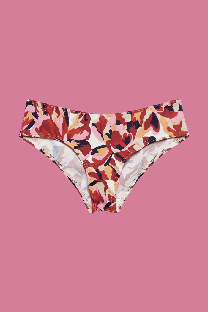 Kukkakuvioiset hipster-tyyliset bikinihousut, DARK RED, detail image number 4