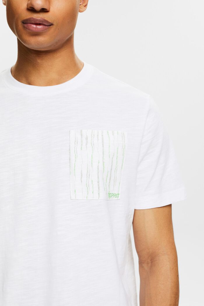 T-paita slub-puuvillaa, taskussa logomerkki, WHITE, detail image number 3
