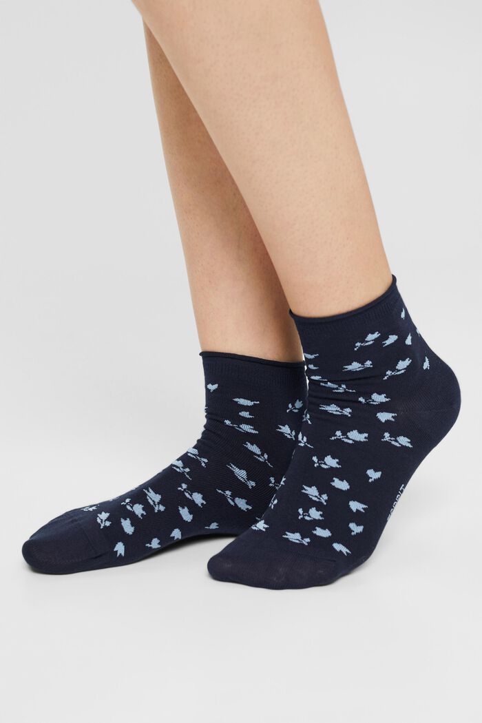 2 paria sukkia, luomupuuvillasekoitetta, MARINE, detail image number 2