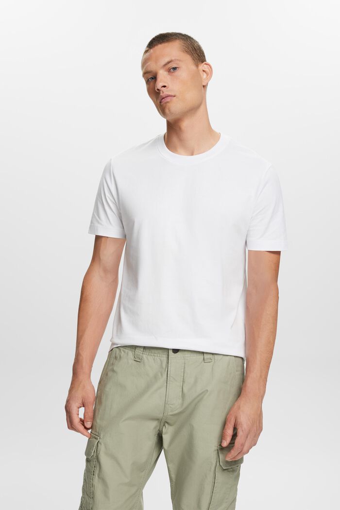 T-paita pyöreällä pääntiellä pima-puuvillaa, WHITE, detail image number 0