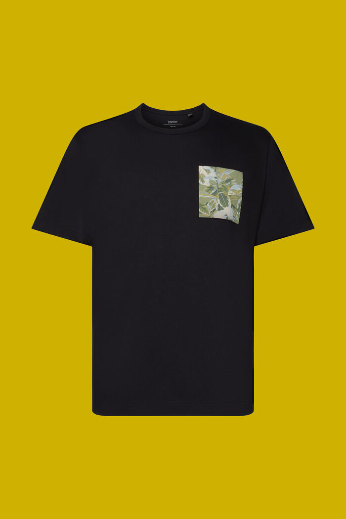 Jersey-t-paita 100 % puuvillaa, rinnan kohdalla painatus, BLACK, detail image number 7