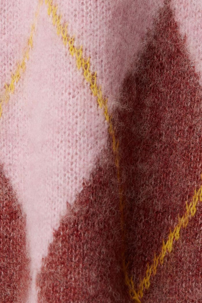 Salmiakkikuvioinen villasekoiteneule, LIGHT PINK, detail image number 5