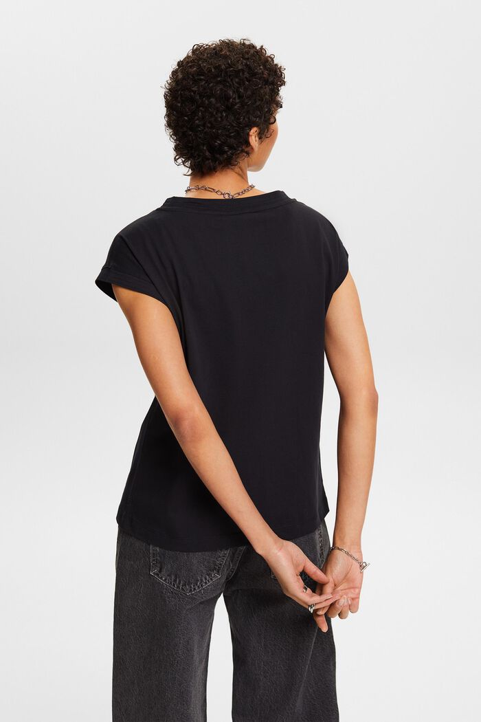 V-aukkoinen T-paita, BLACK, detail image number 2