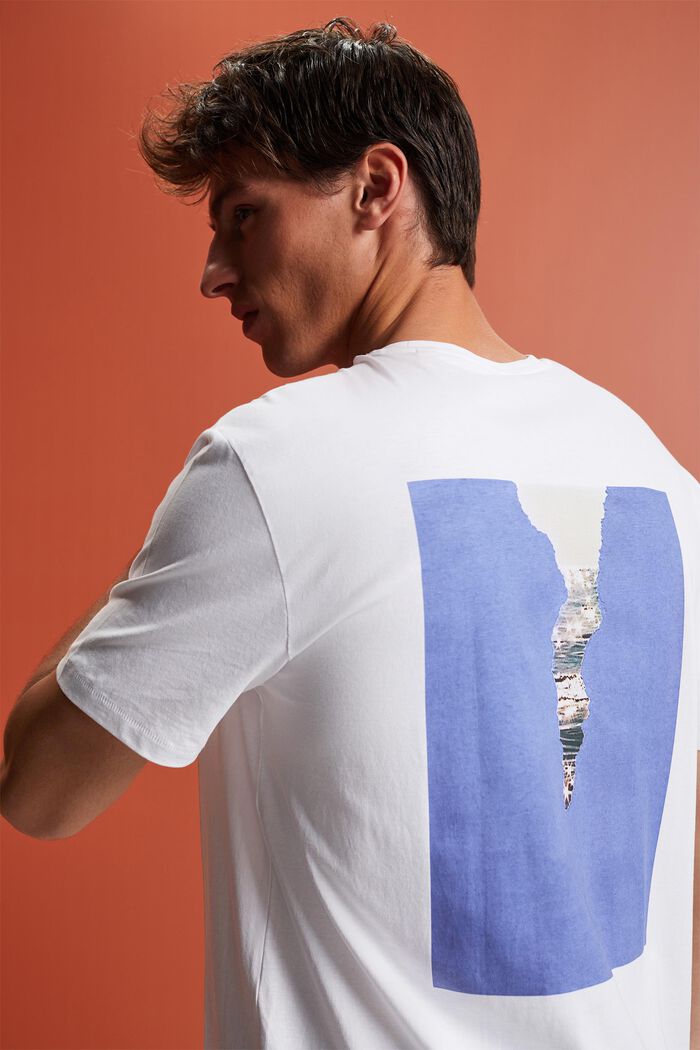 Jersey-t-paita 100 % puuvillaa, selässä painatus, WHITE, detail image number 4