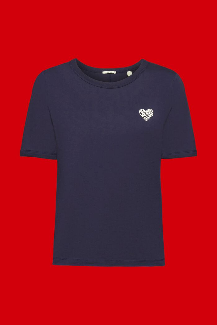 Puuvillainen T-paita, jossa sydämenmuotoinen logo, NAVY, detail image number 5