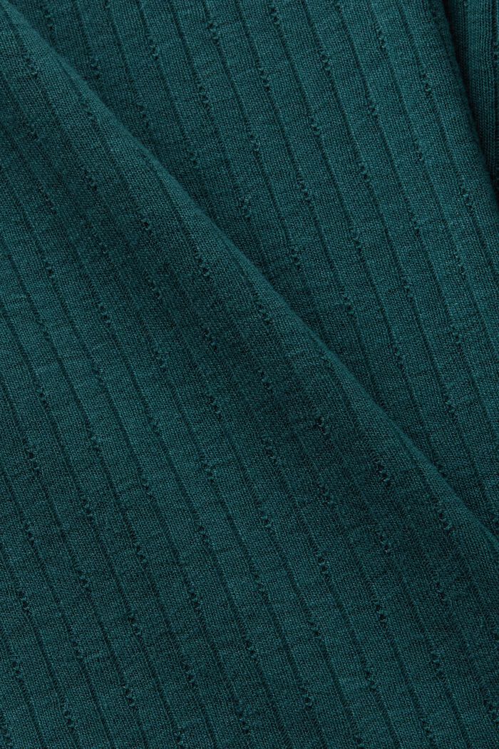 Pointelle-t-paita, jossa syvä, pyöreä pääntie, EMERALD GREEN, detail image number 5