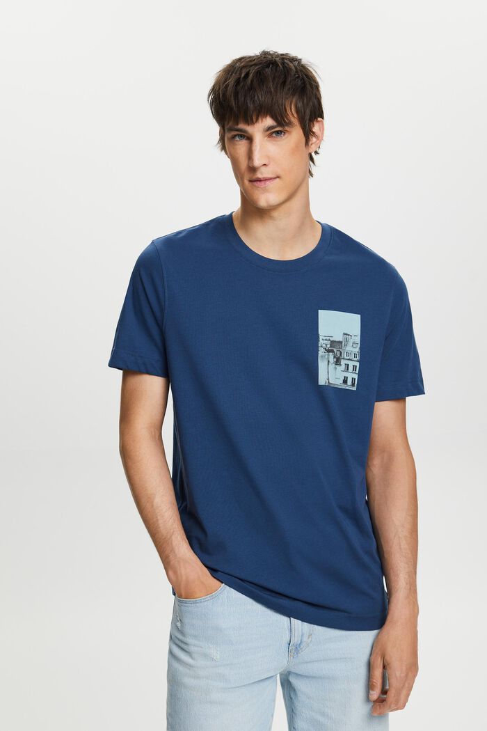 T-paita, jonka etu- ja selkäpuolella painatus, GREY BLUE, detail image number 0