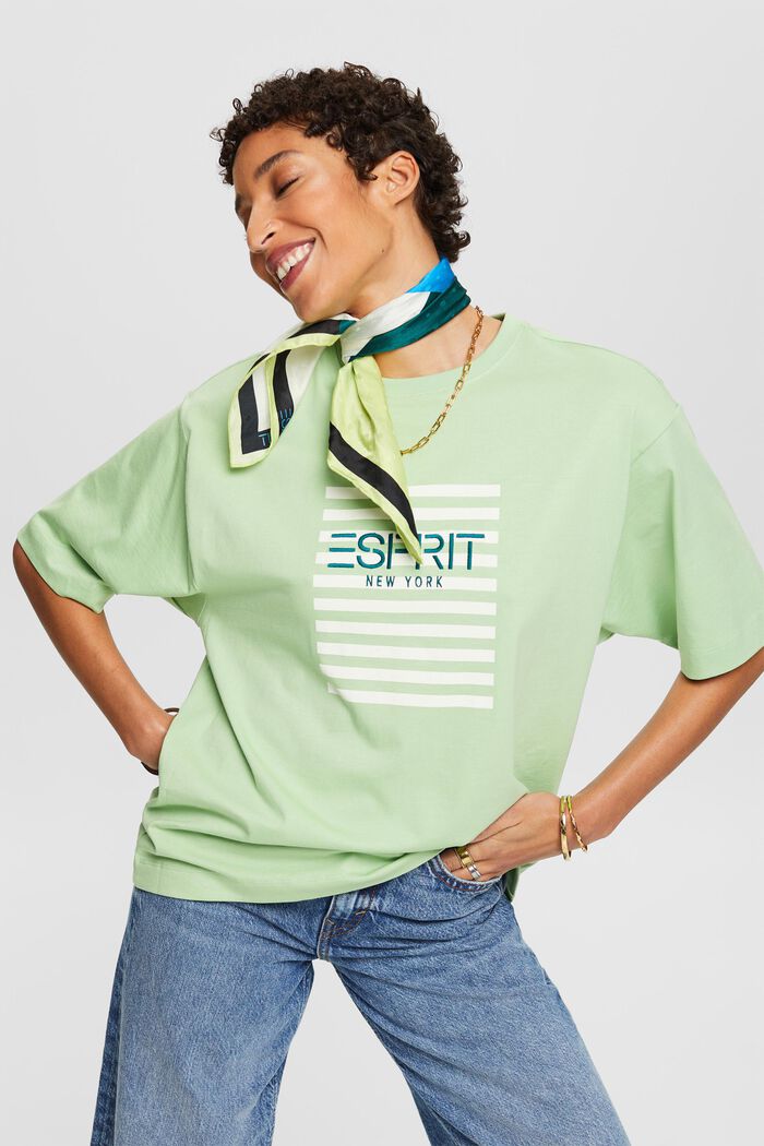 Logollinen T-paita, jossa pyöreä pääntie, LIGHT GREEN, detail image number 4