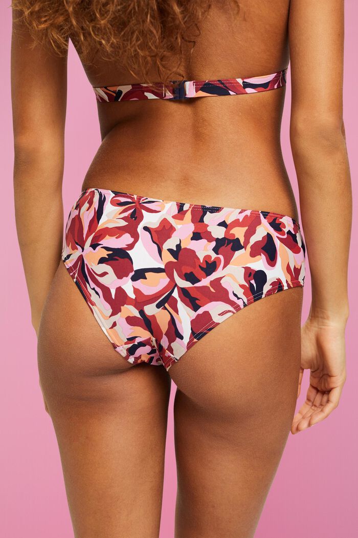 Kukkakuvioiset hipster-tyyliset bikinihousut, DARK RED, detail image number 2