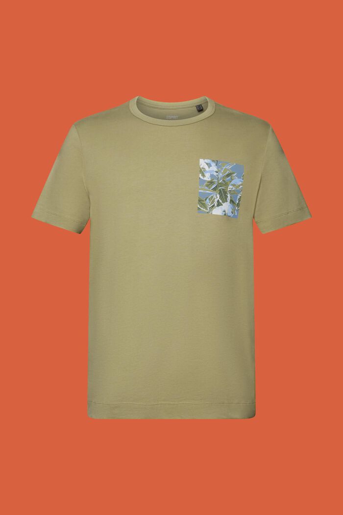 Jersey-t-paita 100 % puuvillaa, rinnan kohdalla painatus, LIGHT KHAKI, detail image number 5