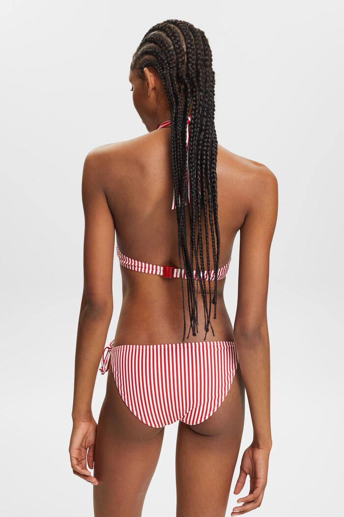 Raidallinen, sivusta solmittava bikinialaosa, DARK RED, detail image number 3