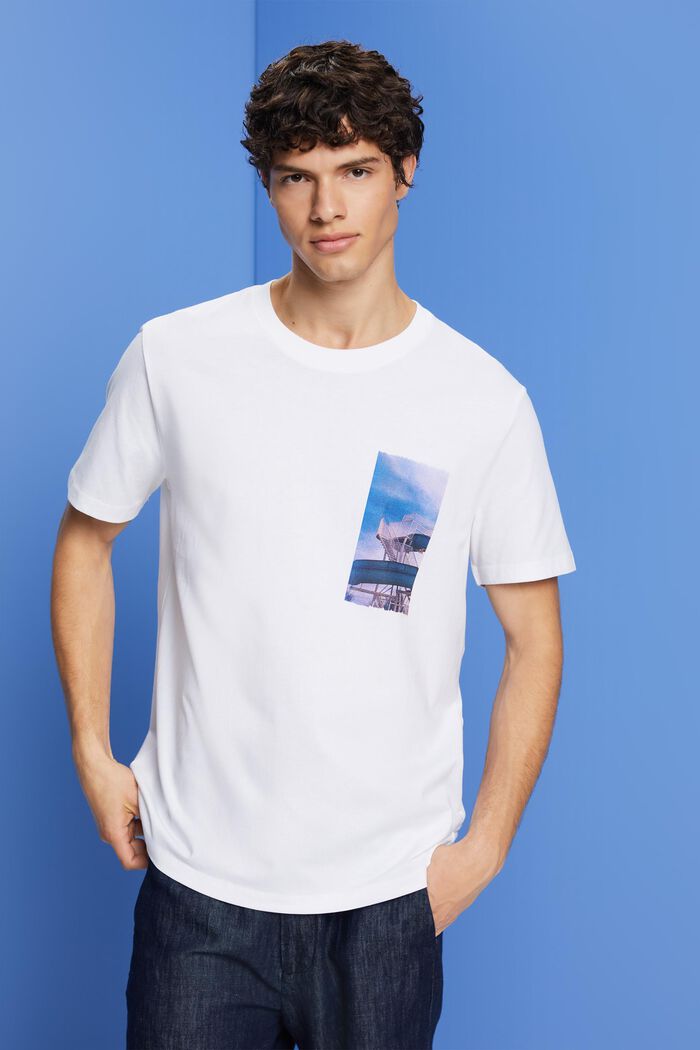 T-paita rintapainatuksella, 100 % puuvillaa, WHITE, detail image number 0