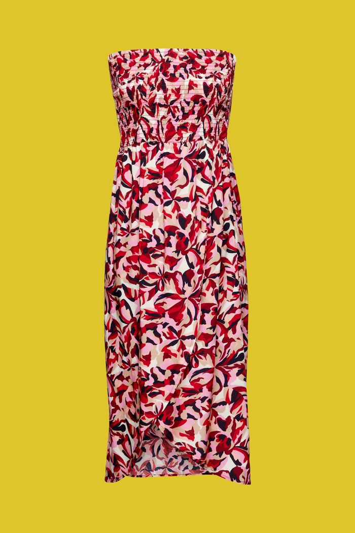 Rypytetty kukkakuvioinen tuubi-midimekko, DARK RED, detail image number 5