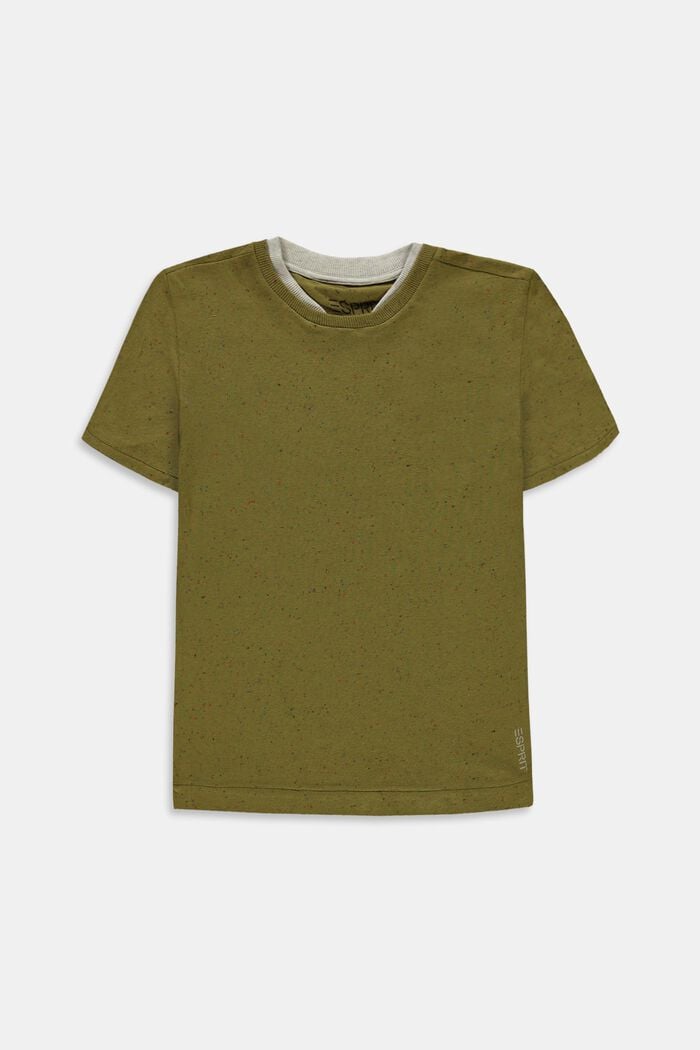 Puuvillasta valmistettu T-paita, jossa kaksinkertainen kaulus, LEAF GREEN, detail image number 0