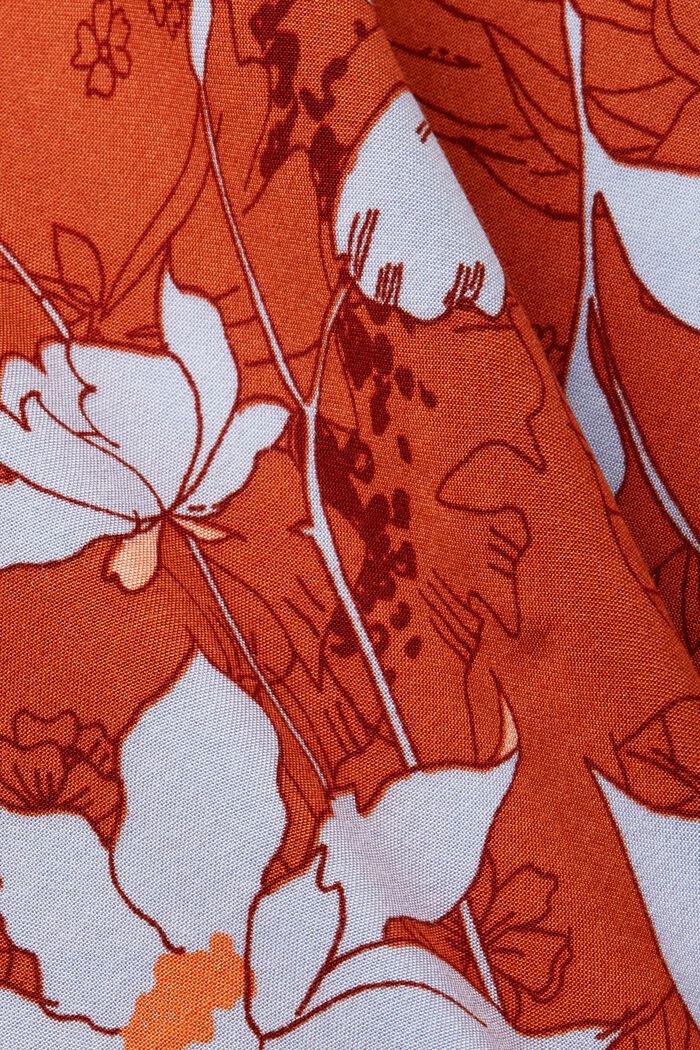 Kukkakuvioinen pusero, jossa halkiollinen pääntie, CORAL ORANGE, detail image number 4
