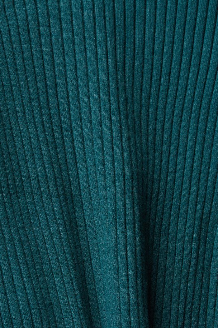 Poolokauluksellinen ribbineulepusero, TEAL GREEN, detail image number 4