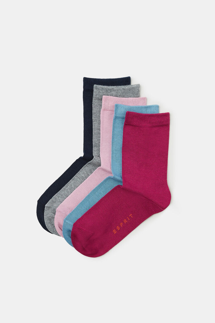 5 paria yksivärisiä sukkia, PINK/BLUE COLORWAY, detail image number 0