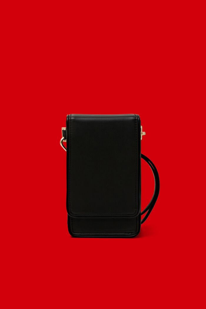 Pieni tekonahkainen cross body -puhelinlaukku, BLACK, detail image number 0